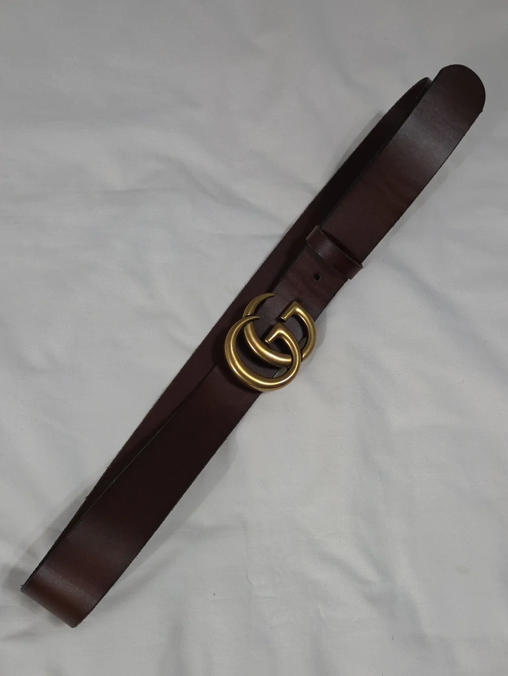 Gucci Brown Leather Belt with Gold Double G Buckle